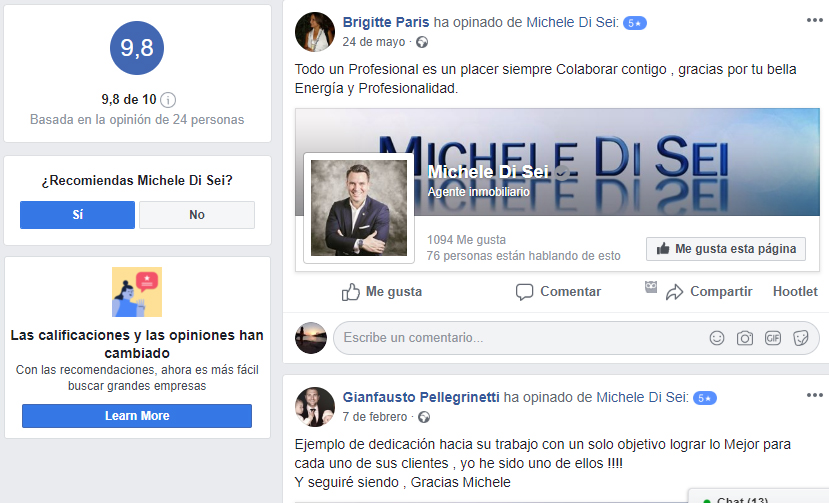 Recomendaciones Michele Di Se en Facebook